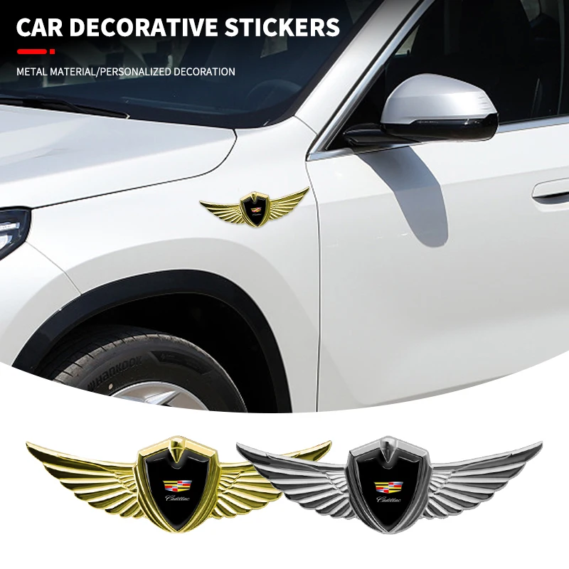 1Pcs Metal Car 3D Eagle Angel Wings Logo Trunk Fender Sticker for Cadillac ATS CTS CT5 CT6 XT5 XTS SRX STS BLS DTS Accessories