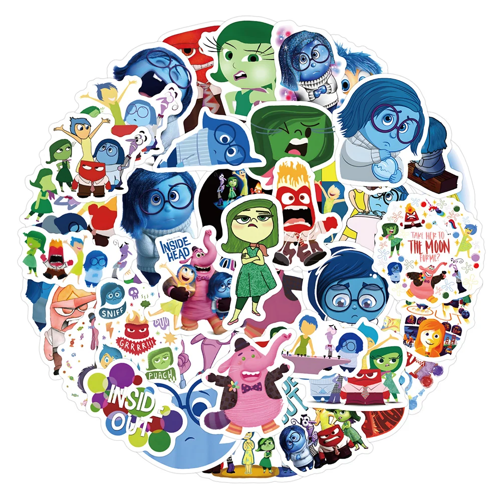 Disney-Inside Out Cartoon Anime Adesivos para Crianças, Impermeável Legal DIY Adesivo, Laptop, Motocicleta, Carro, Brinquedos, Presentes, Bonito, 10,30, 50Pcs