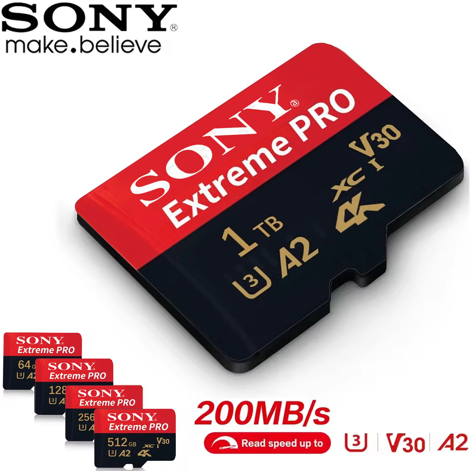 

Карта памяти SONY Extreme Pro 1TB 512GB 256GB 128GB UHS-I U3 V30 Micro SD Class10, высокоскоростная флеш-карта для камеры, дрона, ПК