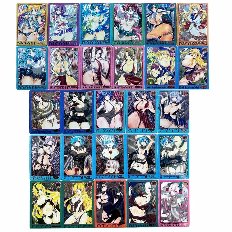 

Набор из 27 коллекционных карточек Dizzying Anime Heroine Collection: Rem, Mai Shiranui, Sailor Moon, Dark Magician Girl (DIY, с эффектом мерцания)