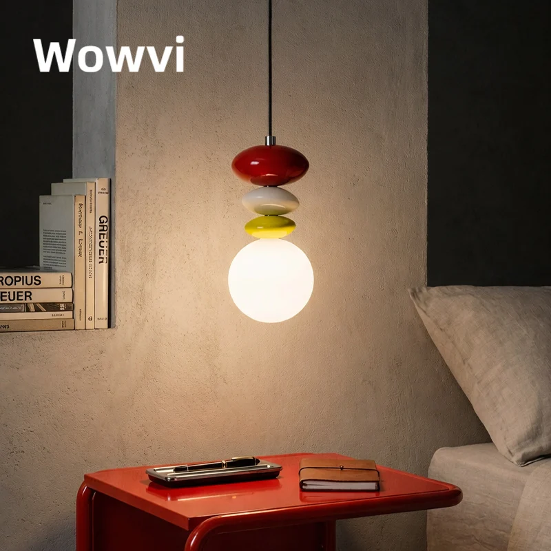 

Wowvi Memphis Pendant Light Full Spectrum Dopamine Decor Colorful Hanging Lamp French Cream Nordic Bedroom Bedside Chandelier