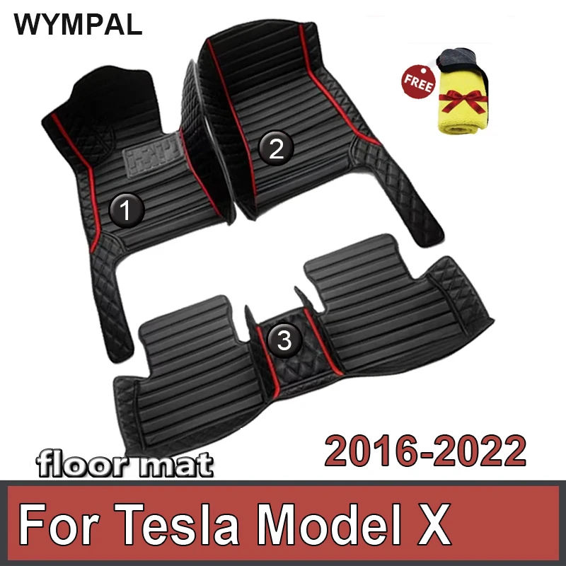 

Car Floor Mats For Tesla Model X 2016~2022 6 seat Second Row No Handrails Anti-dirt pad Interior Parts floor Pad Car Accessories