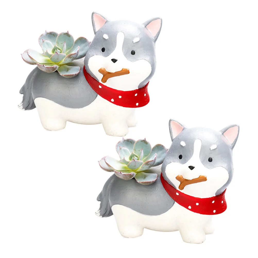 

2Pcs Succulent Pot Cartoon Shape Resin Planter Durable Decorative for Home Garden Gift Succulent Plant Container