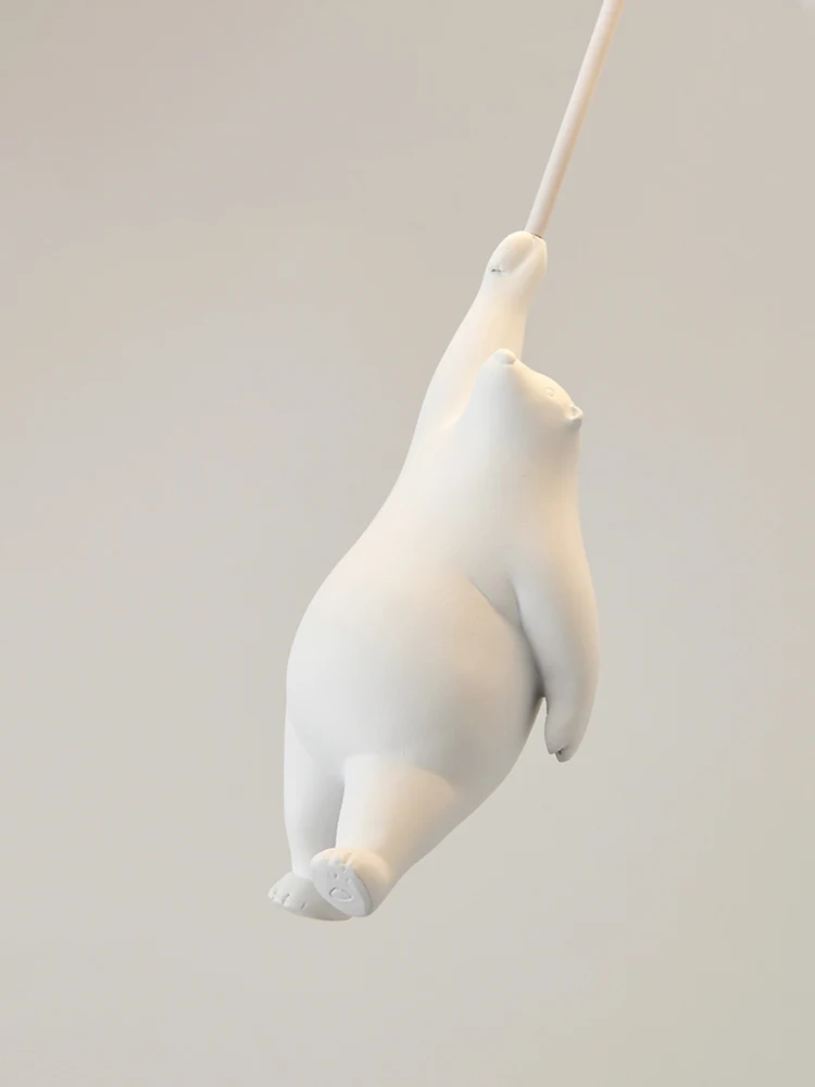 Cartoon Polar Bear LED Ceiling Chandelier Light Creative Lighting Pendant Lamp for Family Theme Hotel Kid Children Bedroom Lamps