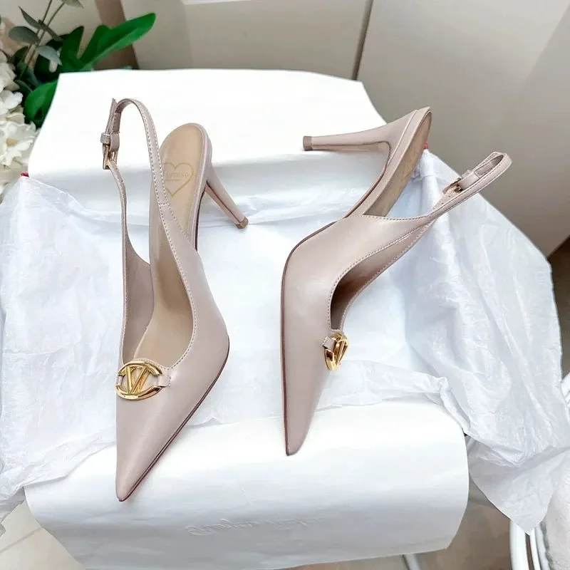 Black Patent Leather Heeled Sandals Summer 2025 New Elegant Woman Thin High Heels Pointed Toe Sexy Fashion Party Women's Sandals