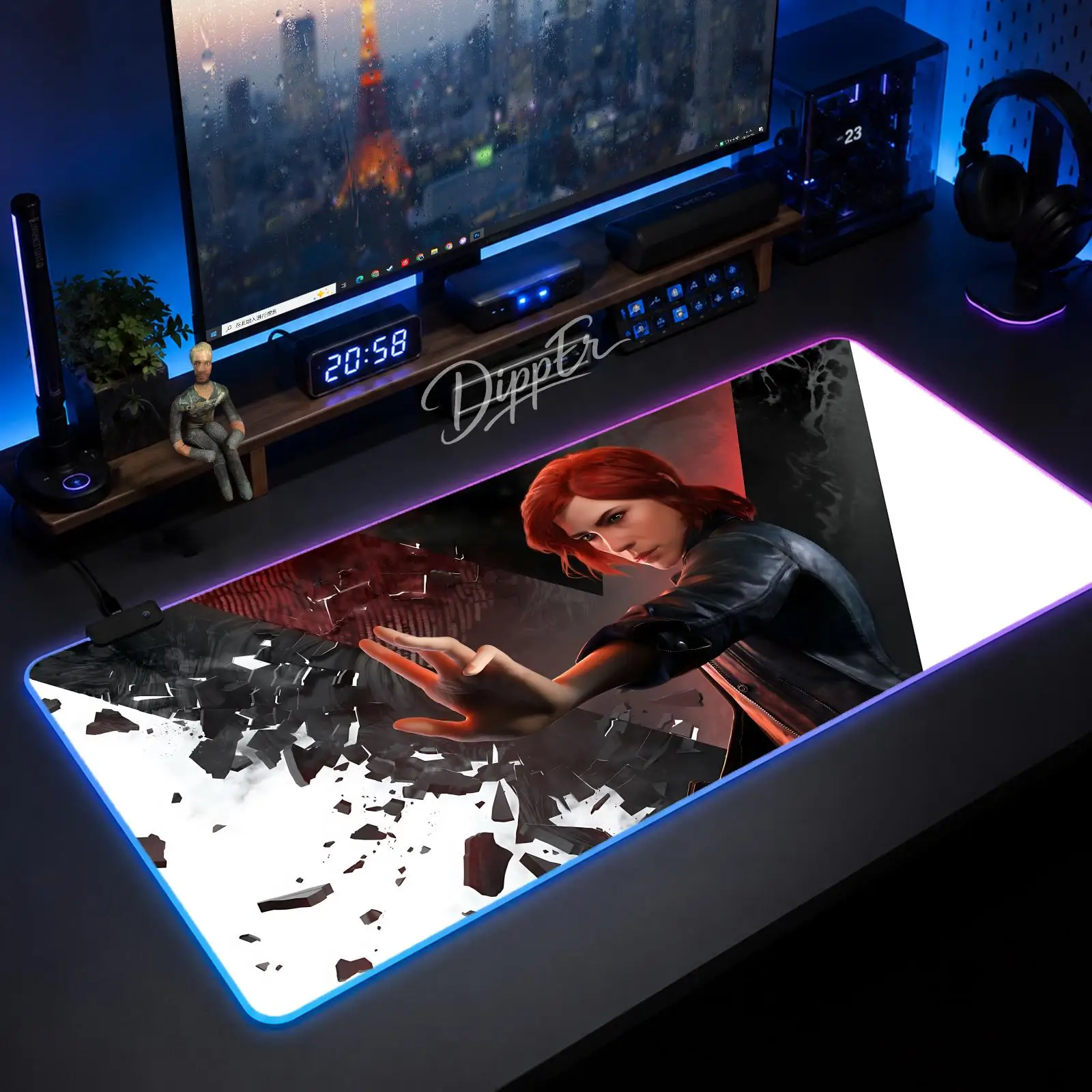 

Control Mouse Pad Gaming Anime Mouse Pad XXL RGB Desk Mats LED Table Pads Backlit Rubber Desktop