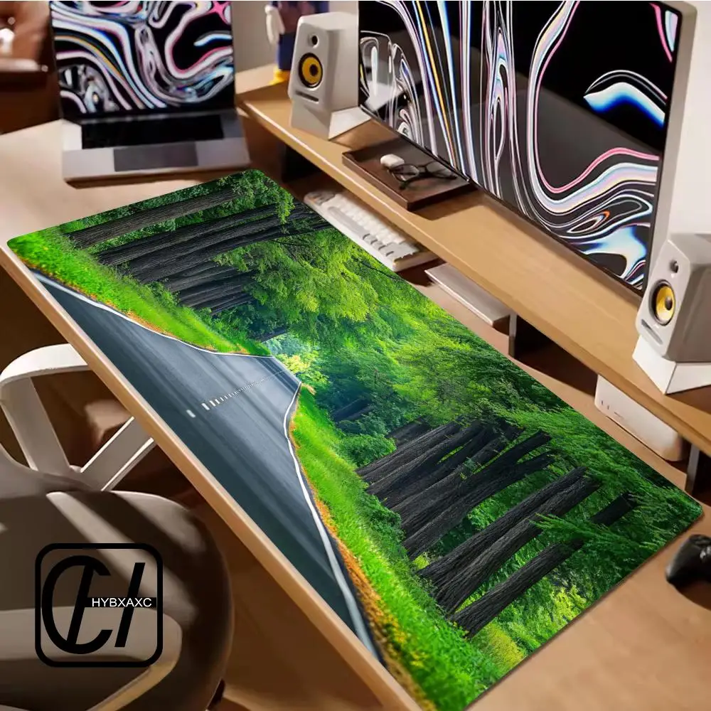 Landscape green mouse pad oversized eye protection green plant healing study room field desk mat wrist pad desk mat HYBXXC