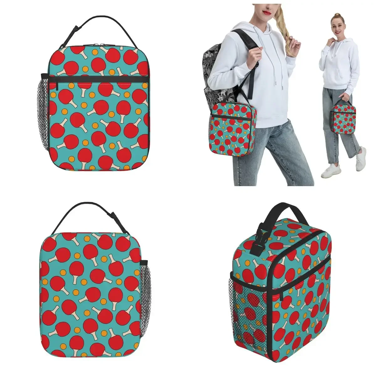 Insulated Lunch Tote Bag Table Tennis Sports Ping Pong Player Merch Ping-Pong Theme Lover Food Box Cooler Thermal Bento Box