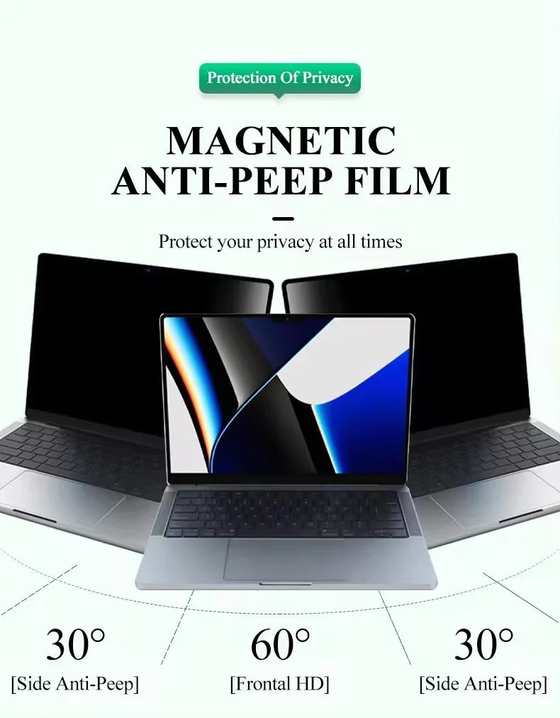 Protetor de Tela de Privacidade Magnético para Macbook, Anti-Spy, Filme Anti-Peep, Filtro de Proteção, 13 ", 13.6", 15 ", M1, M2, M3 Pro, 14", 16 ", 2023