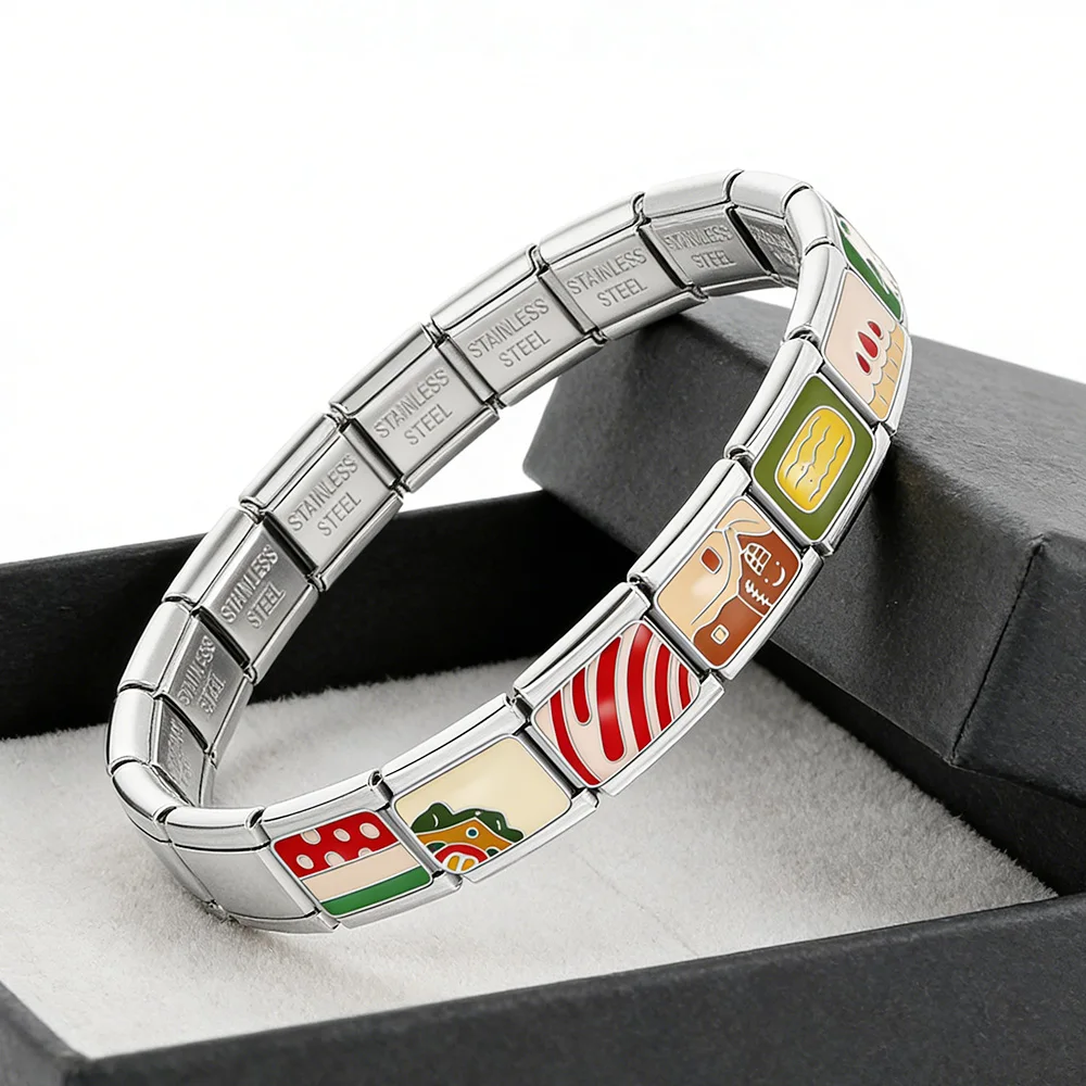 Niedliches Cartoon-Charm-Armband aus Edelstahl, passend für 9mm italienisches Original-Design-Muster, DIY-Mode-Schmuckherstellungszubehör – Detail 3