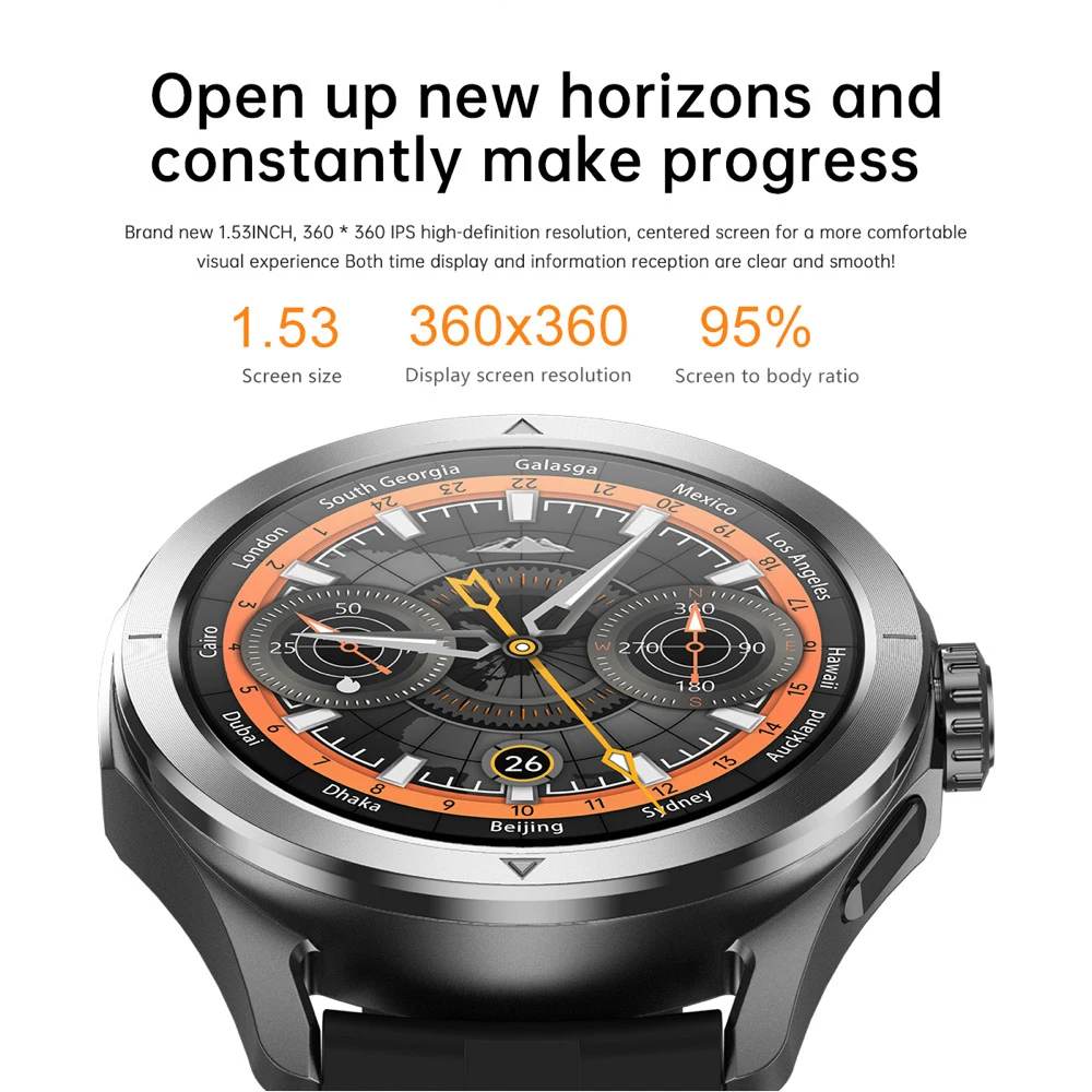 

Outdoor Sports Smart Watch Men Women 1.53 Inch AMOLED NFC GPS Trajectory Compass Heart Rate Waterproof BT Call Music Smartwatch
