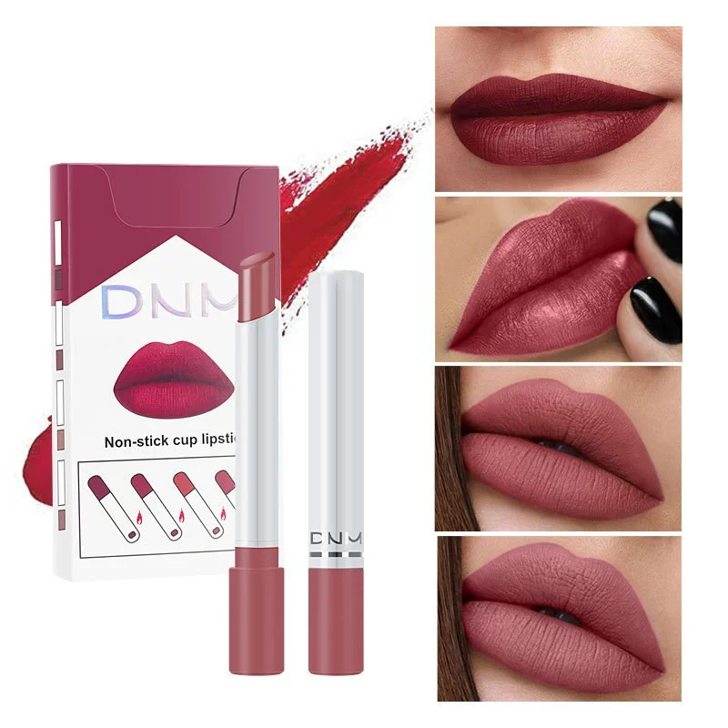 4Pcs Set Korean Matte Lipstick Lip Tint Lip Gloss Waterproof Long Lasting Makeup Cosmetic Set For Women