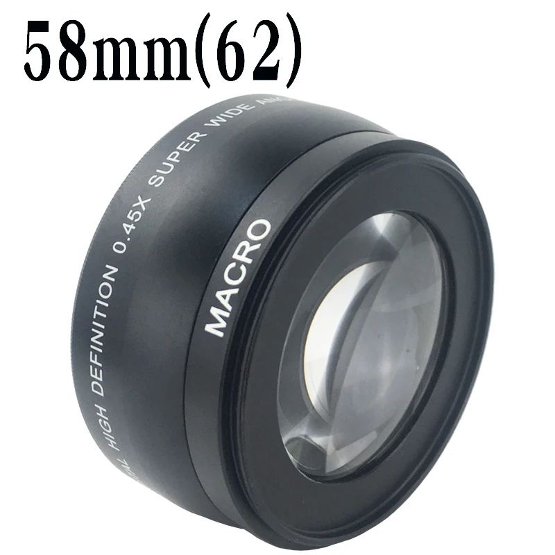 58MM 0.45x Wide Angle with Macro Lens Wide-Angle Lente for Canon Nikon EOS 350D/ 400D/ 450D/ 500D/ 1000D/ 550D/ 600D/ 1100D