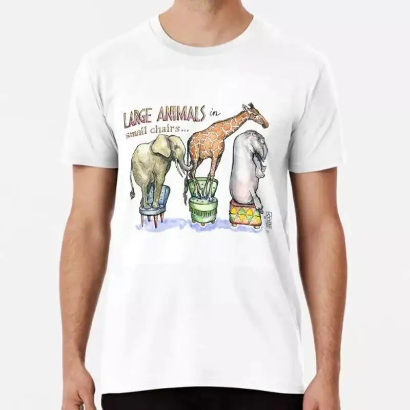حيوانات كبيرة شعبية جديدة في كراسي صغيرة الفيل الزرافة فرس النهر تي شيرت