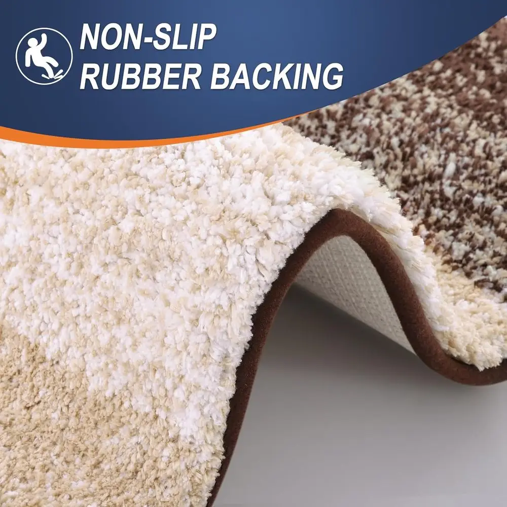 Soft Microfiber Bath Mat 70x46cm, Anti-Slip Rubber Backing, Fast Drying, Machine Washable for Bathroom, Tub, Shower, Brown