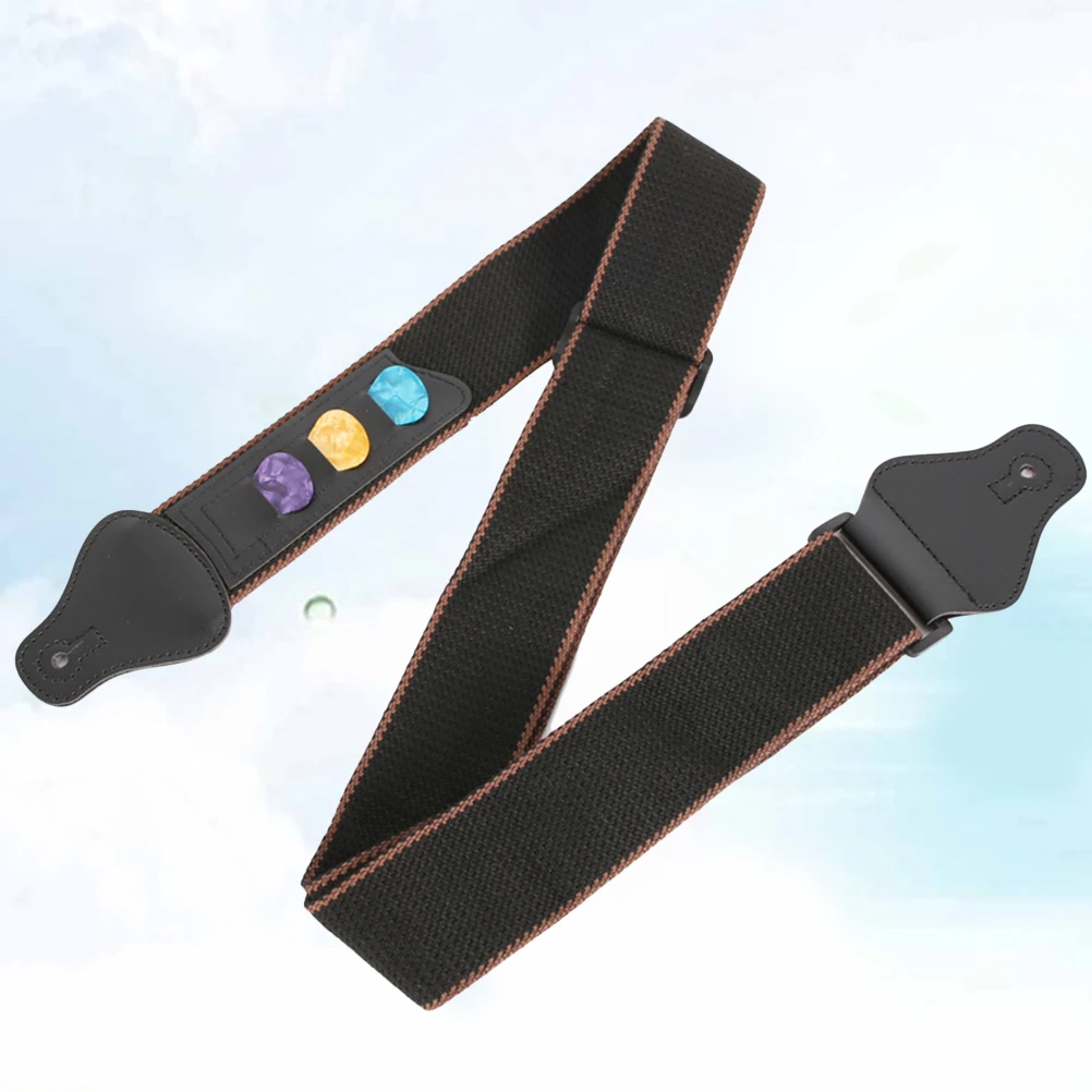 

Guitar Strap with 3 Picks Adjustable Belt Equipment PU Electric