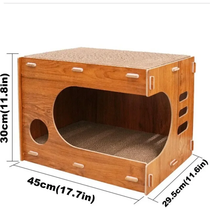 2 in 1 Large Cat Bed Cardboard House Scratching Mat Cave Pet Bed Durable Corrugated Scratching Board Scratcher