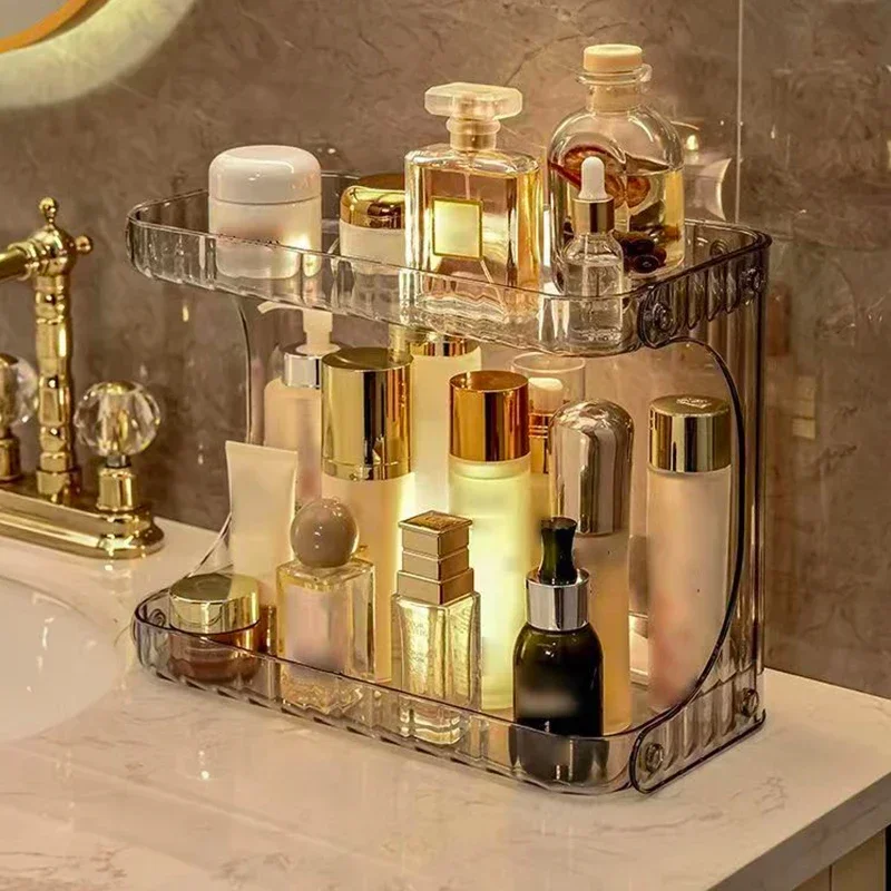 

Bathroom Storage Rack Toilet Double Layer Cosmetics Storage Box Washstand Organizer Desktop Skincare Storage Rack Display Stand