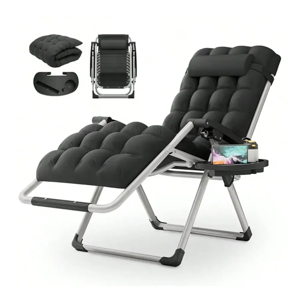 

Gravity Chair, Reclining Lounge Chair With Removable Cushion Tray For Indoor And Outdoor, Patio Recliner Folding Reclining Chai