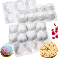 3D Mousse Cake Baking Mold Heart Cheesecake Dessert Diamond Monoporcji Silicone Mould Candle Soap Making Supplies Pastry Tools