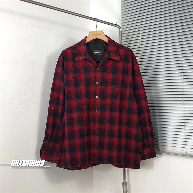 

Casual Plaid Long Sve irt for Men Simple Sle Spring Early Season Versatile Cheered Print round Ne Button up Loose Fit