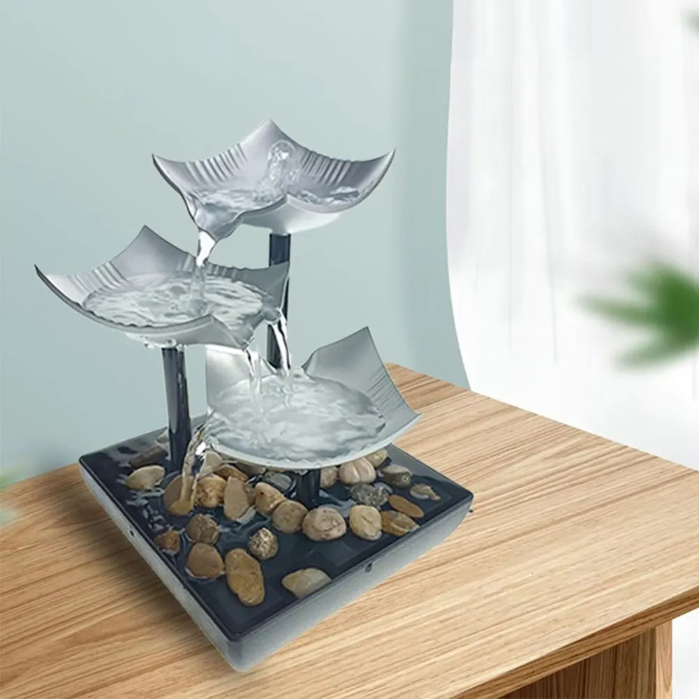 

Tabletop Water Fountain with LED Light Indoor Relaxation Tabletop Fountain Zen Meditation Waterfall for Home Office