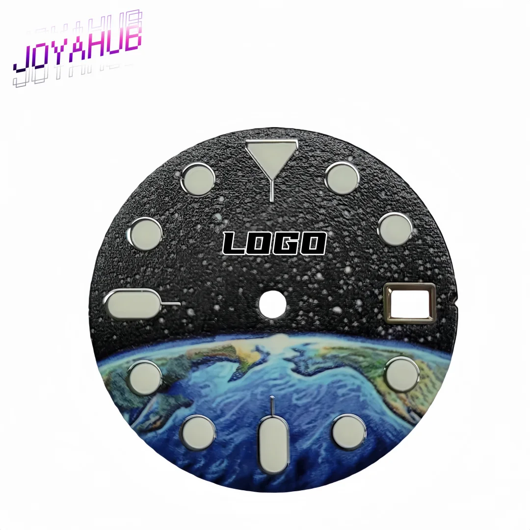 Custom LOGO Fashion Watch Dial Starry Sky Green Fluorescent Modified Watch Accessories 28.5MM Suitable for NH35 Movement OEM