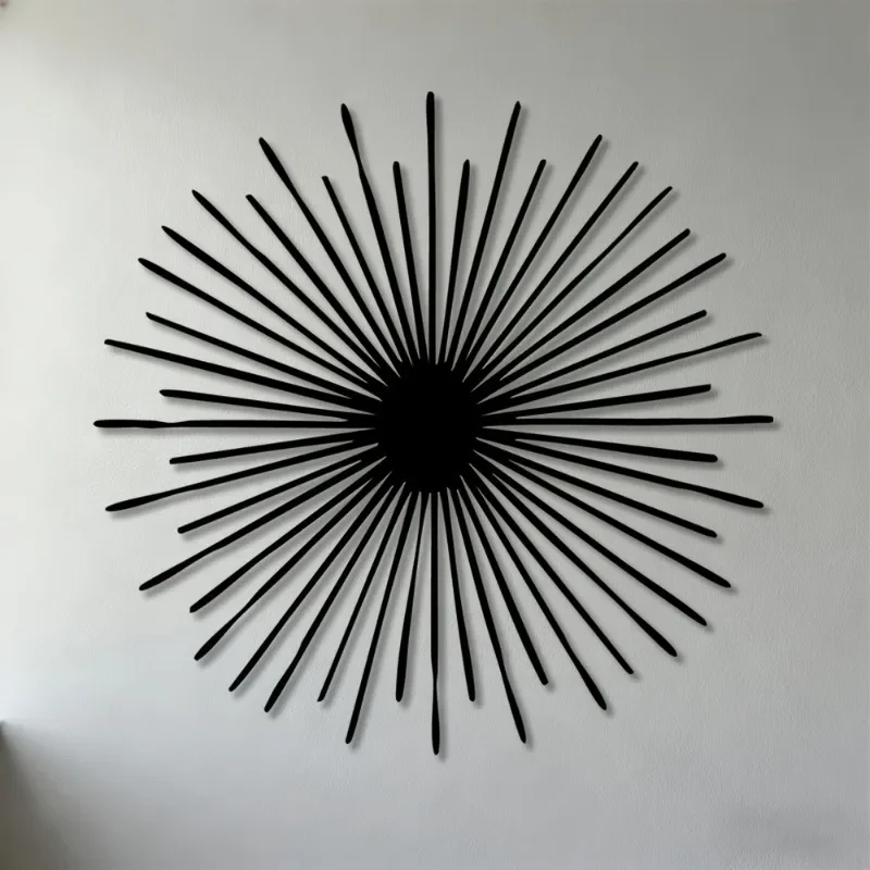 Moderne 2D Flache Sonnenstrahlen Metall-Wandkunst - Zeitgenössische Aluminium-Skulptur für Wohnzimmer, Schlafzimmer und Bürodekoration