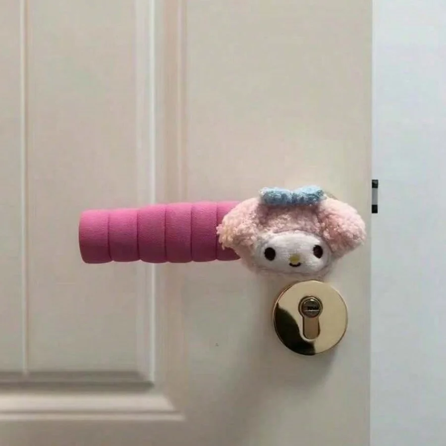 2pcs/set MyMelody Door Handle Protective Cover Y2K Kawaii Anti-CollisionDoor Decoration Cartoon Home Antistatic Decor
