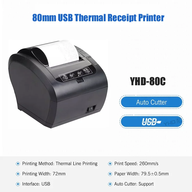 Auto Cutter 80mm Commercial Use Retail Shop Use Thermal Receipt Printer