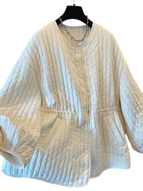 

Ele round Ne down Jaet Loose Casual Oversized Cotton Coat Women's Autumn Winter New Sle Comfortable Warmth Faion