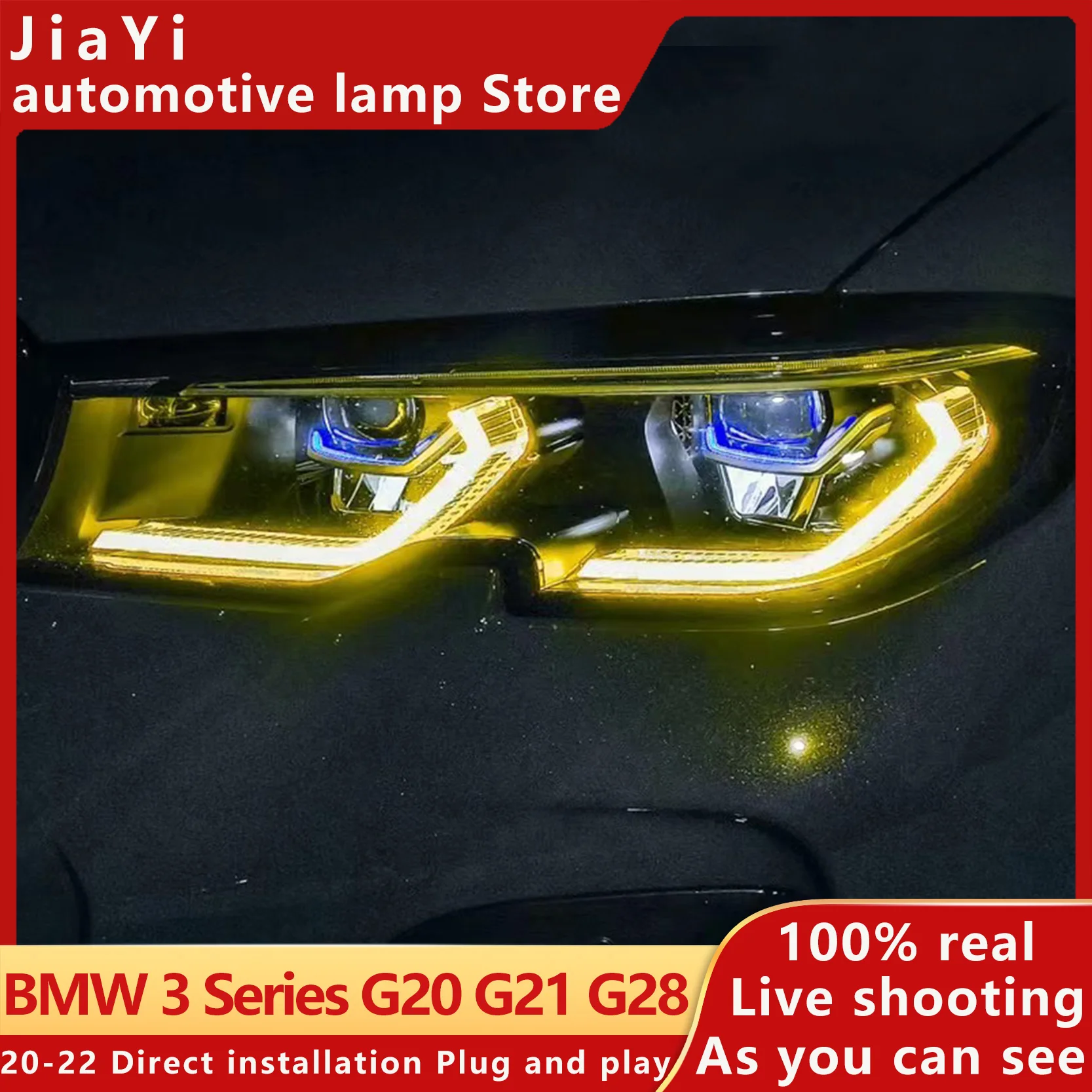 Car Headlight For BMX 3series G20 G21 G28 Laser Lemon Gold Yellow DRL Module Daytime Running Lighting Plug and Play Accessories