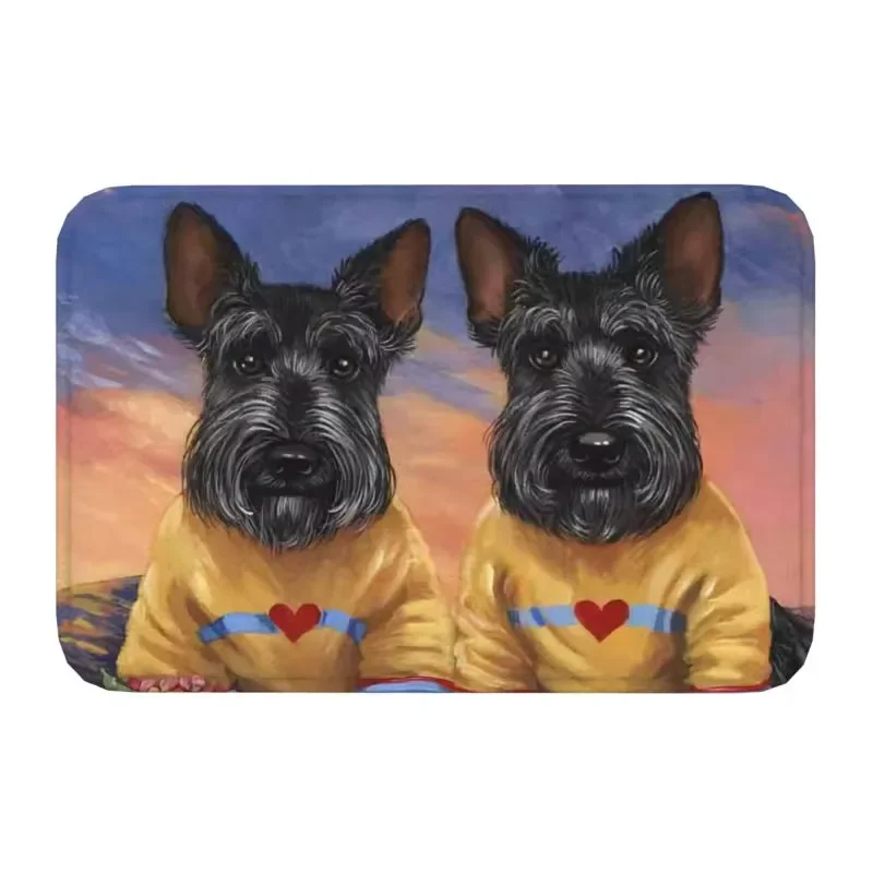 I Love My Scotties Front Door Mat Anti-Slip Indoor Quick Dry Scottish Terrier Dog Doormat Kitchen Bedroom Entrance Rug Carpet