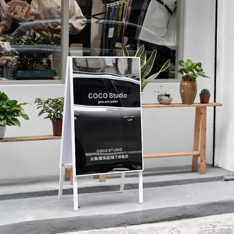 Portable Double-Sided Aluminium A-Frame Sign Poster Painted Metal Billboard for Sidewalk Advertising Durable Outdoor Signage