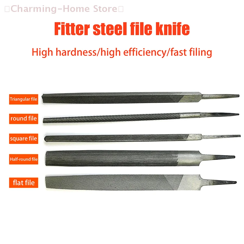 【M】1/5Pcs 6 Inch Steel Files Set Flat/Round/Half Round/Triangle/Square For Metalworking Woodworking Steel Rasp File Flat