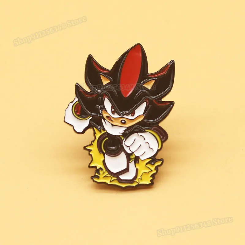 Cartoon Movie Sonics Metal Enamel Pins Anime Figure Shadows Badge Kids Insignia Backpack Clothes Decoration Jewelry Accessories