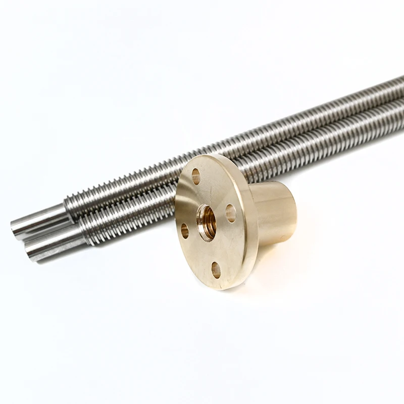 Tr16 T16 Power Leadscrew 4mm Pitch TR16 x 4 Trapezoidal lead screws Right Left hand 1000mm with Flange brass nut