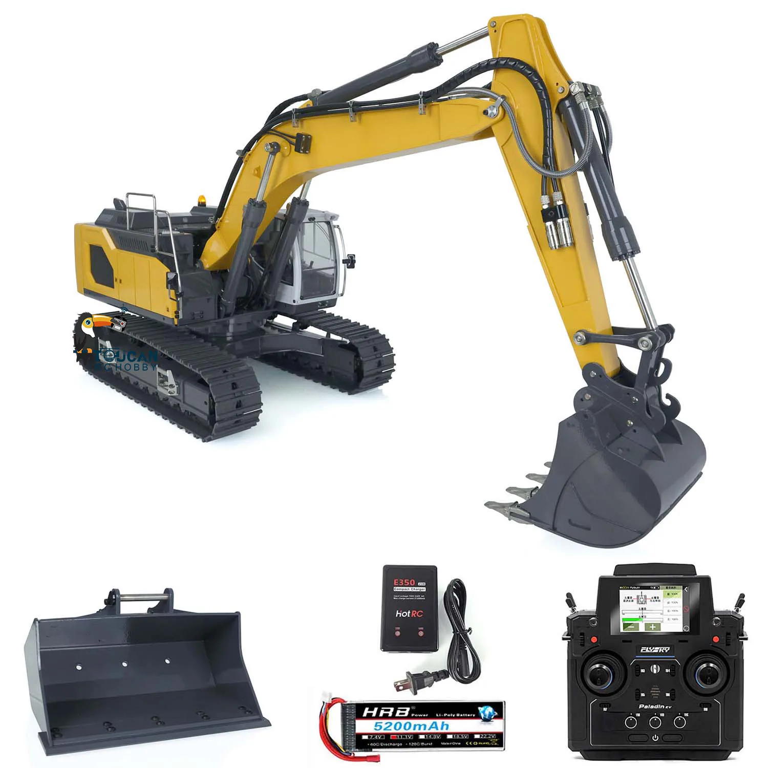 1/14 XDRC Hydraulic RC 945 Excavator for Remote Control 5CH Reversing Valve Quick Coupler Motor Servo ESC Toys Model THZH1433