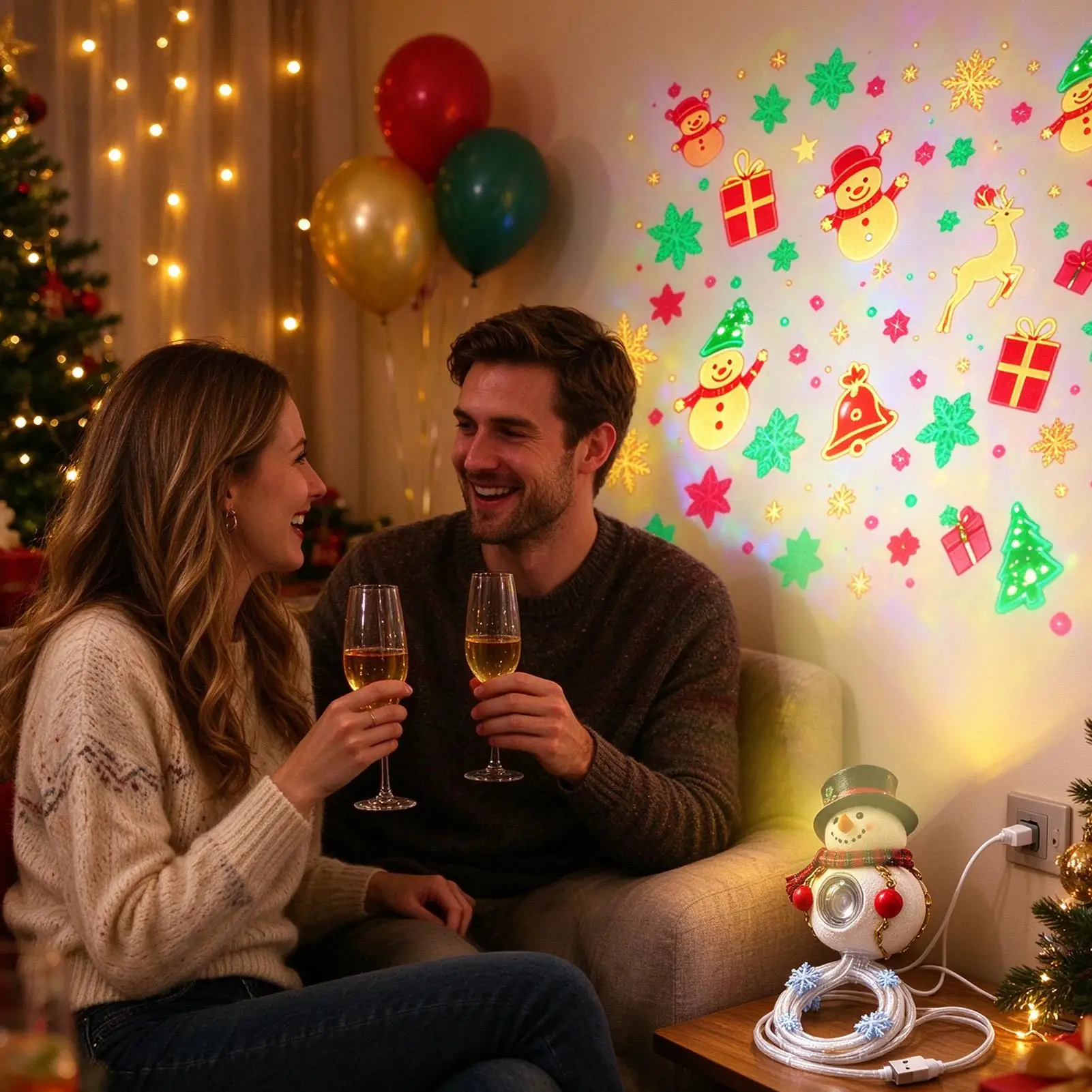 Christmas Projector Nightlight USB Plug-and-Play Seasonal Projection Christmas Projector With 6 Seasonal Scenes For Home