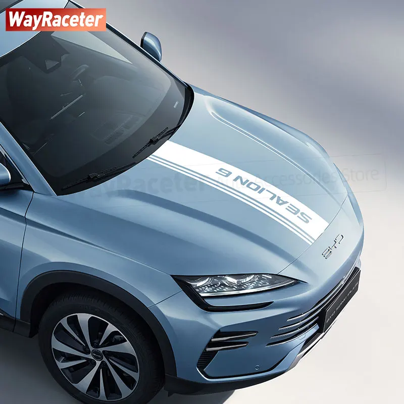 1 Pz Copertura Del Motore Decalcomania Del Vinile Cofano Cofano Strisce Adesivo Per BYD Shark Pick UP Seal U Sealion 6 7 Gabbiano Delfino Accessori