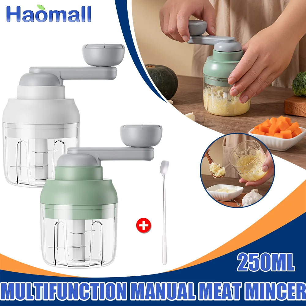 

250ml Manual Meat Mincer Garlic Chopper Rotate Garlic Press Crusher Vegetable Onion Cutter Tools Kitchen Accessories