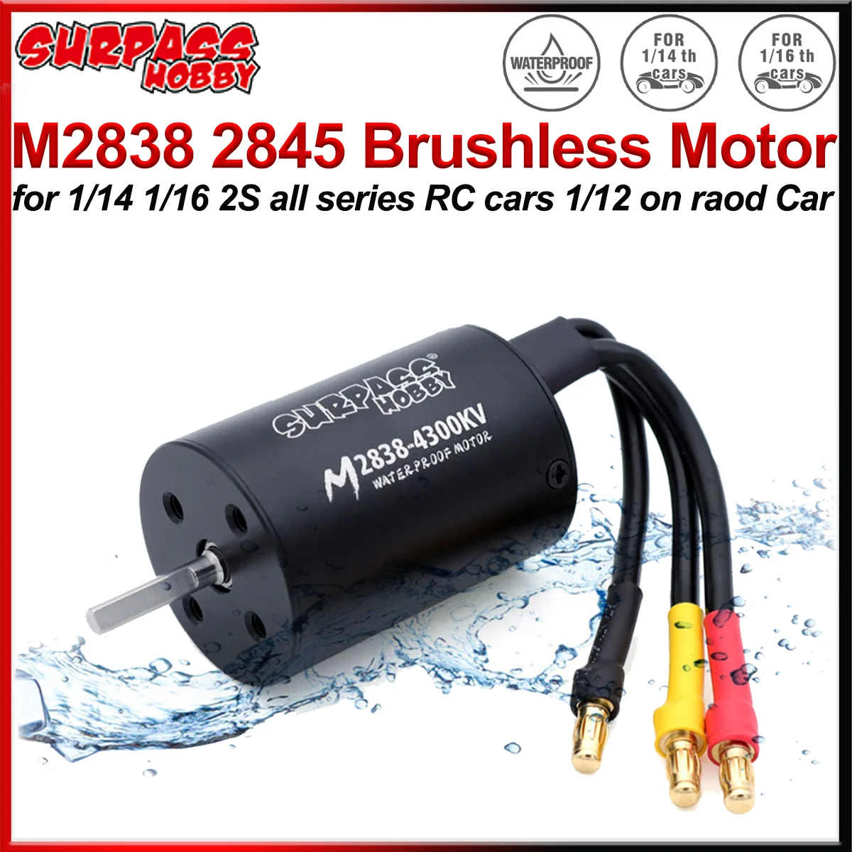 

SURPASS HOBBY M2838 2845 Brushless Outrunner Waterproof Motor for RC 1/14 1/16 1/12 Off Road Car MJX Hyper Go 14301/14302/14303