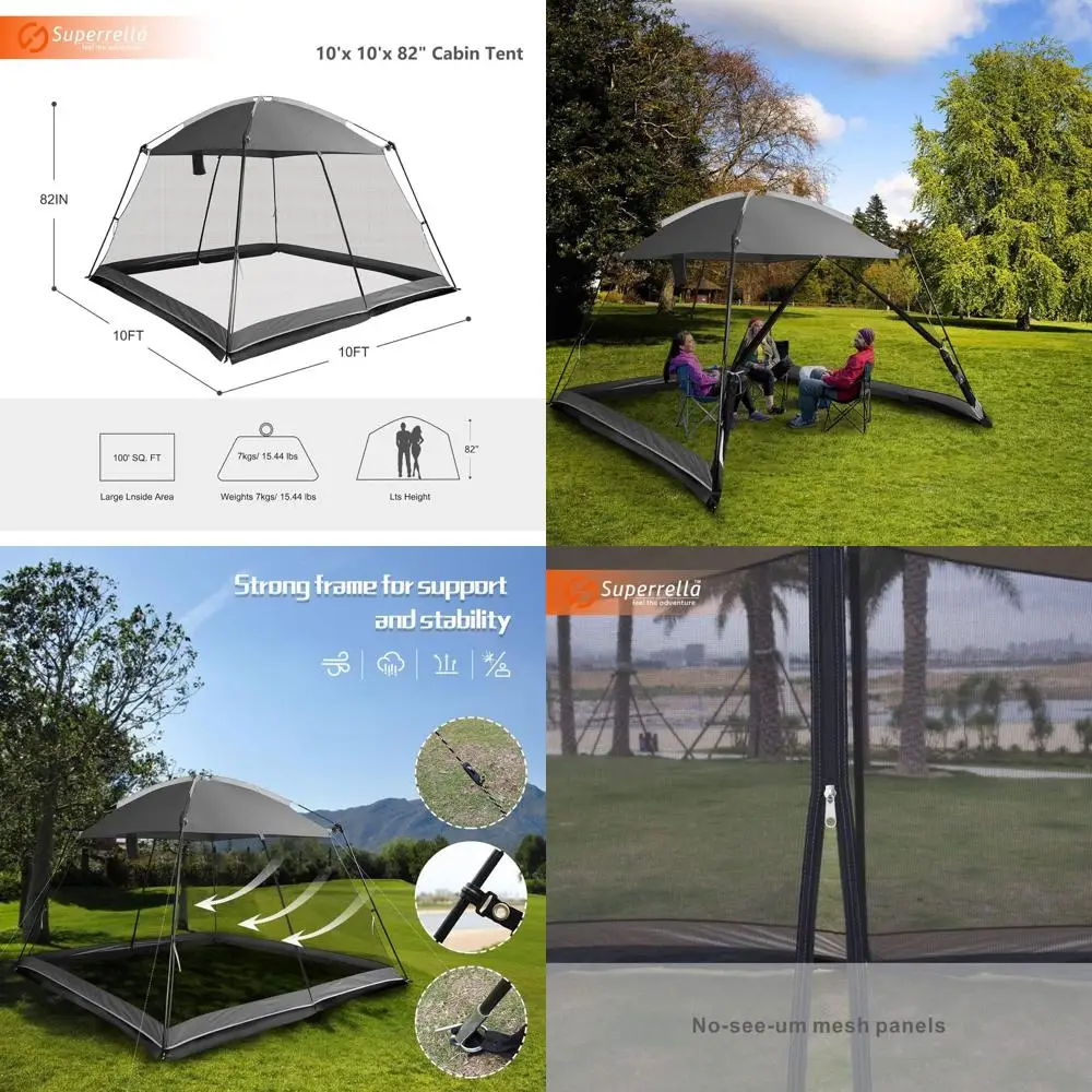 

10x10 Foot Outdoor Canopy Shelter with Sun Shade, Ideal for Camping and Activities in Shale Gray