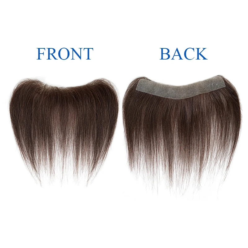 6 inch heren 100% echt haar 4 # Kleur PU V-lus front toupet natuurlijke haarlijn pruiken Remy haarvervanging recht haarstukje