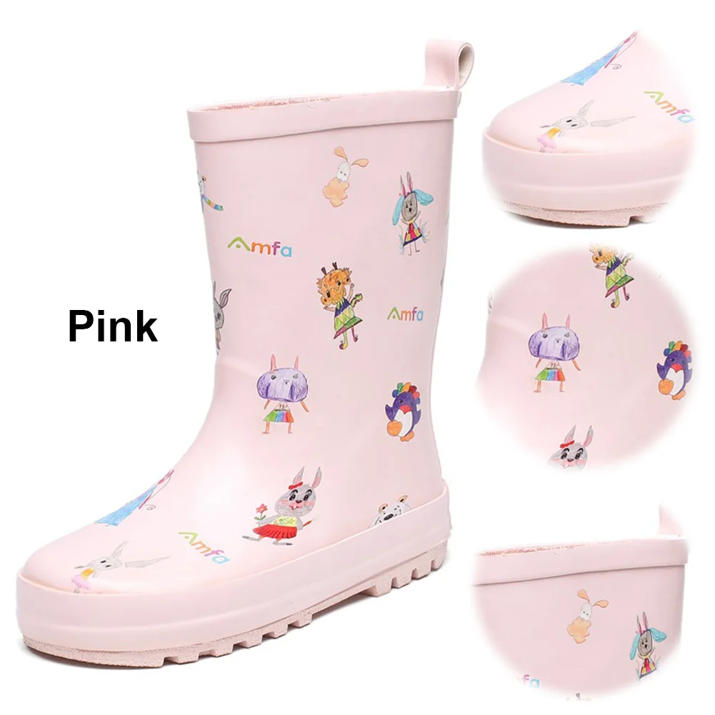 Rain Boots for Toddlers Girls Boys Slip-On Wellington Boots Rain Shoes Mud Boots for Outdoor