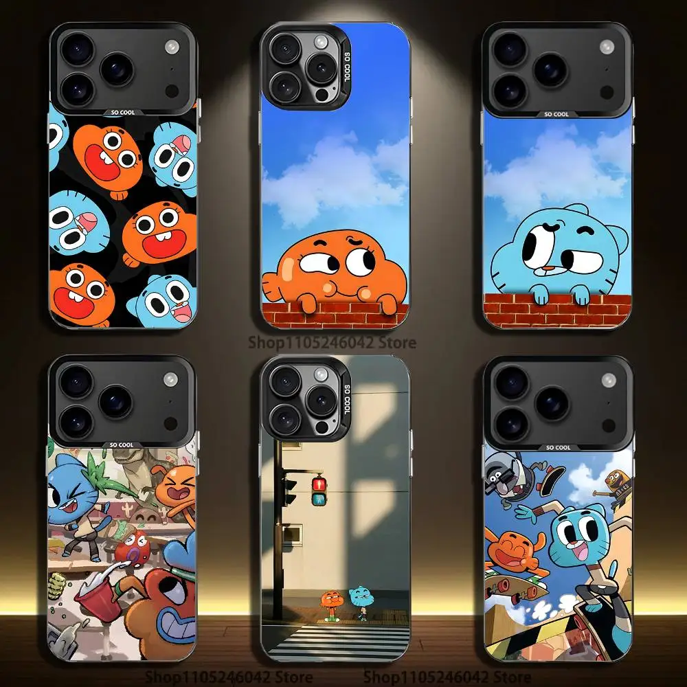 

G-Gumballs And D-Darwins For iPhone 17,16,15,14,13,12,11,Mini,Pro,E,SE4,XS,MAX Black Shockproof Candy Matte Cover