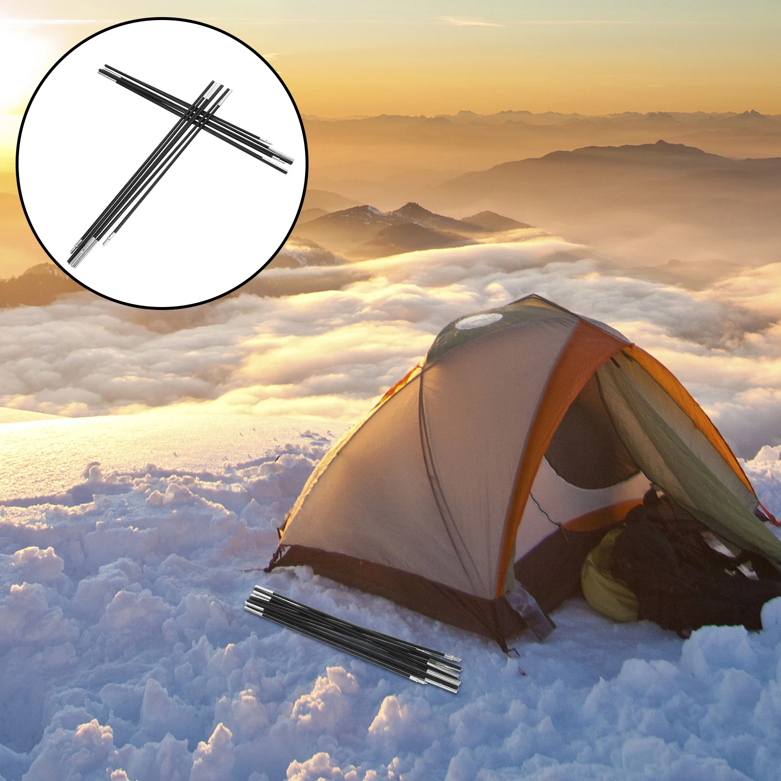

2Pcs Fiberglass Tent Pole Replacement Kit Portable Lightweight Camping Hiking Trekking Support Bar Set Tent Pole Kit