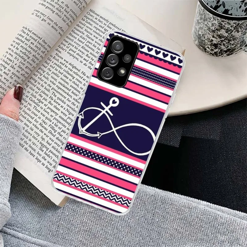 Sailor Safely Anchor Phone Case for Samsung Galaxy S23 S22 S21 Plus Ultra A12 A32 A53 Clear Cover Funda Shell