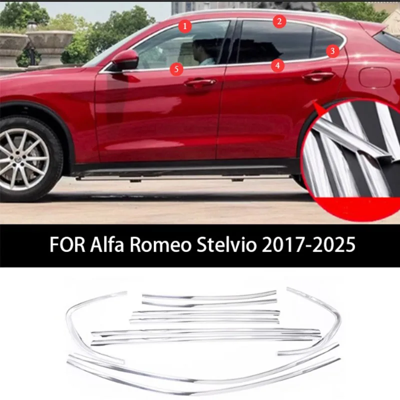 

Car accessories FIT For Alfa Romeo Stelvio 2017-2025 Stainless steel chrome Exterior Window Molding Strip Sill side Cover Trim