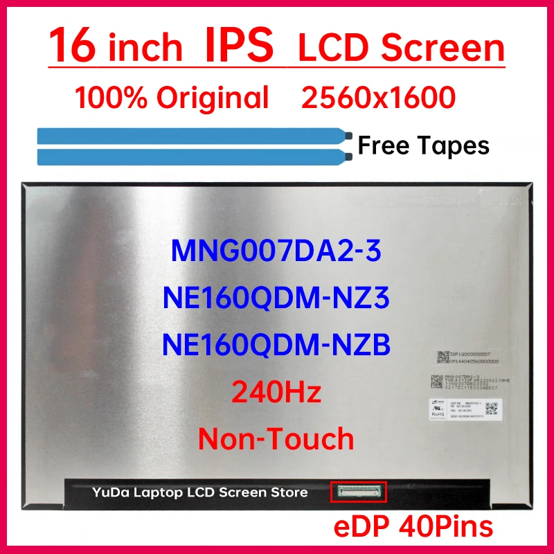 16 Inch 240Hz LCD Screen MNG007DA2-3 NE160QDM-NZB NZ3 For Lenovo Legion Pro 5 16IRX10 16IRX9 16ARX8 16IRX8 Display Matrix Panel